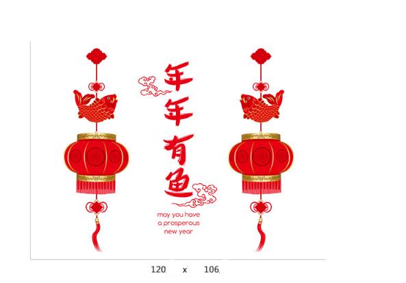 [HCM]Decal Trang Trí Tết - Lồng Đèn Cá Chép Đỏ Mừng Xuân
