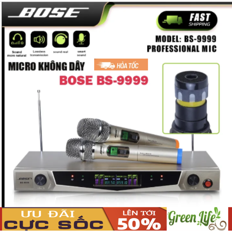 Anti-thumbs wireless microphone, Bose wireless karaoke microphone BS 9999 powerful UHF radio microphone, cheap home karaoke microphone set ultra-sensitive, anti-drizzling, does not shatter vivid fidelity sound