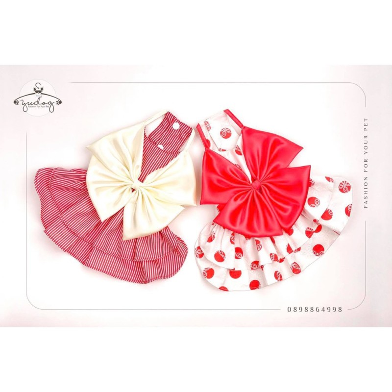 Đầm dây nơ yudog cho thú cưng chó mèo