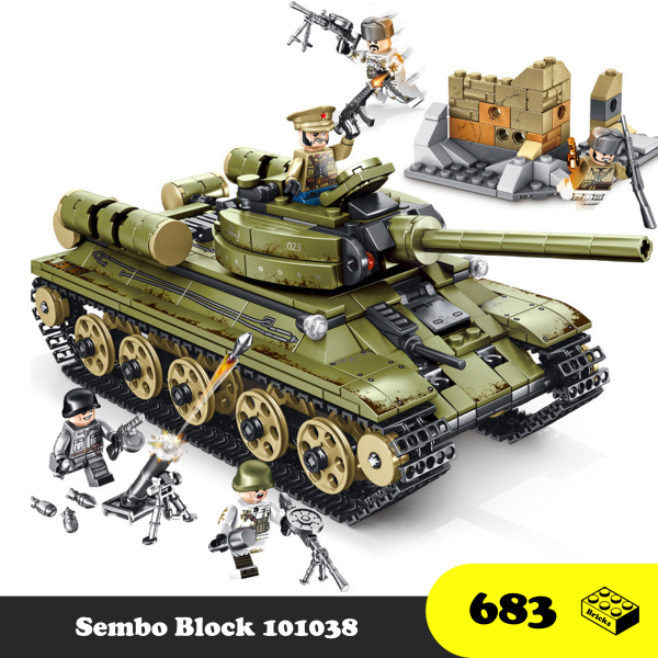 Đồ chơi Lego Tank Sembo Block 101038 - Xếp hình xe Tăng quân sự T-34 TANK Sô Viết Nga - SOVIET T-34 TANK COMPATIBLE 5.0