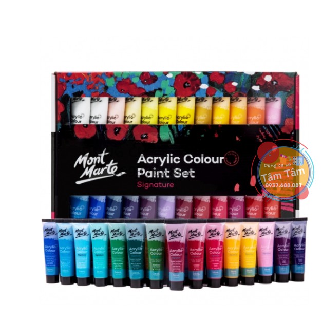 Màu Acrylic Mont Marte 18/24/36/48 x 36ml, Mont Marte Signature Acrylic Paint Set-Dụng cụ vẽ Tâm Tâm