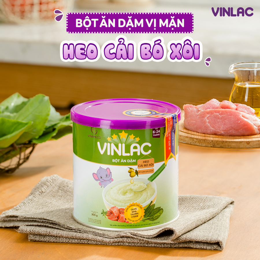 Bột ăn dặm Vinlac vị Heo Cải Bó Xôi