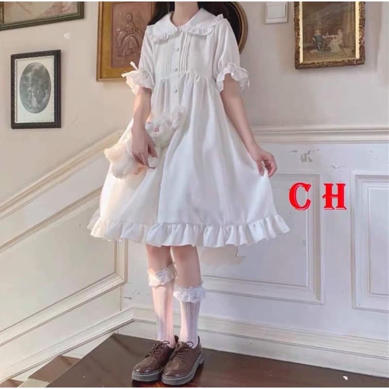 Đầm babydoll nữ, đầm babydoll khuy cài đuôi cá, đầm babydoll cổ bèo, đầm babydoll xòe, đầm babydoll from rộng, đầm babydoll hàn quốc, AMELIA, đầm nữ, đầm trắng, đầm dự tiệc, đầm ulzzang, đầm tiểu thư