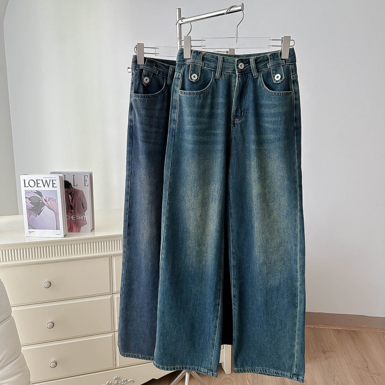 Quần jeans ống đứng thiết kế đỉa ngang cách điệu myan design q102314