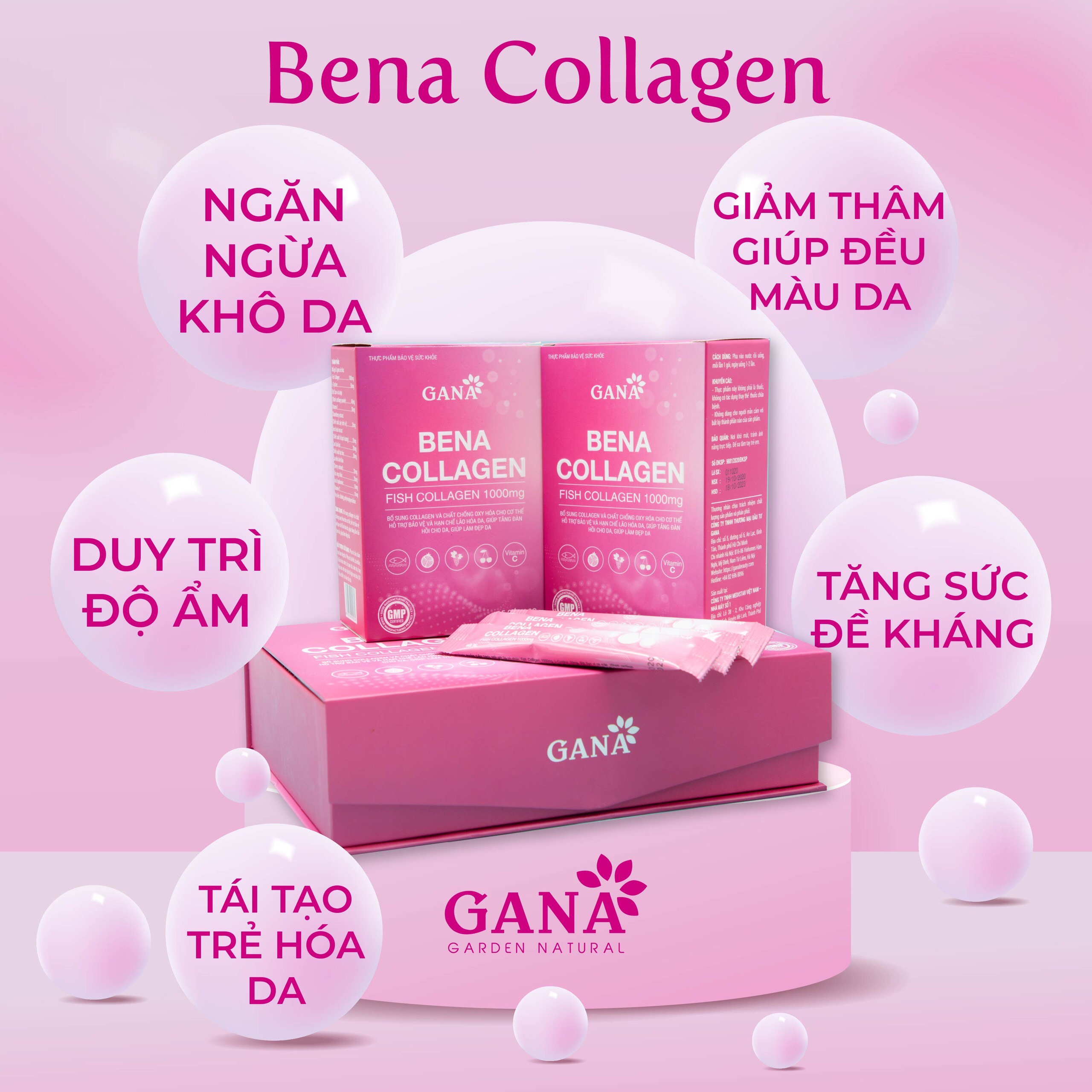 Collagen Dạng Bột BENA COLLAGEN GANA( HỘP 30 GÓI)