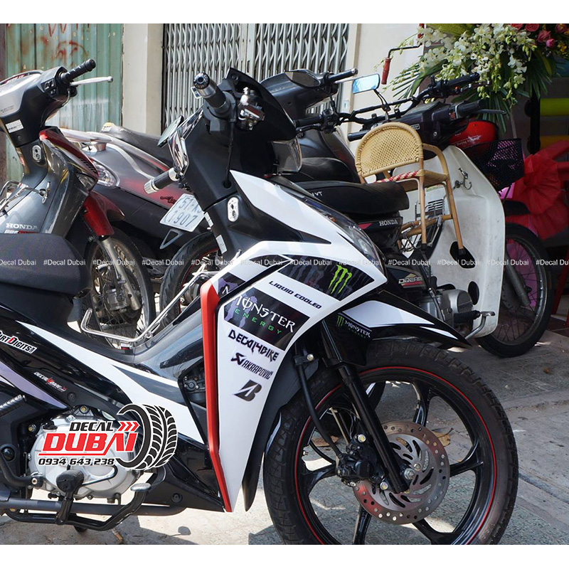 Tem Xe Wave RSX 2013 Trắng Đen Monster