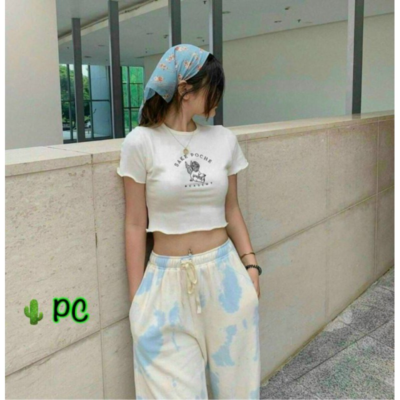 Áo thun croptop in chữ sake poche (VIDEO+ HÌNH THẬT)