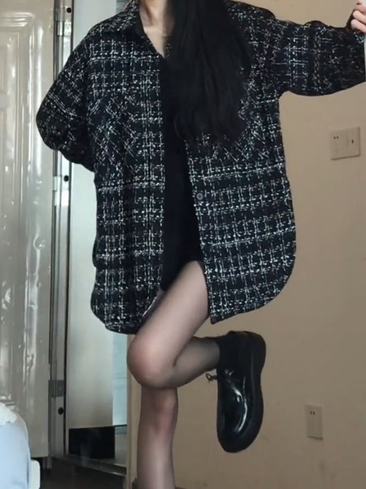 Áo sơ mi vải dạ kẻ trắng dáng dài rộng basic kiểu ulzzang bánh bèo sexy unisex nam nữ đều mặc được