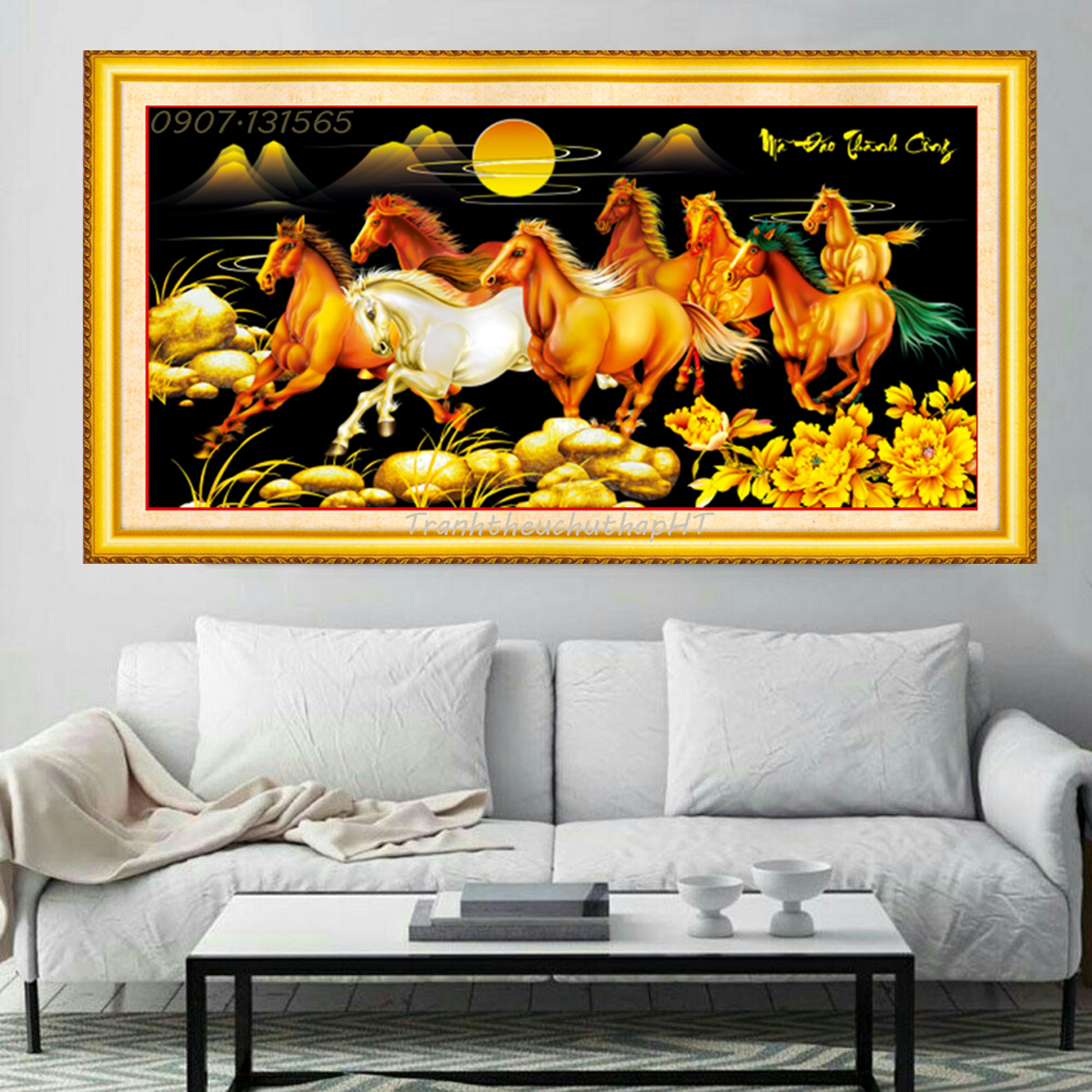 Tranh thêu chữ thập Mã đáo thành công LV3359-130*60cm - tự thêu