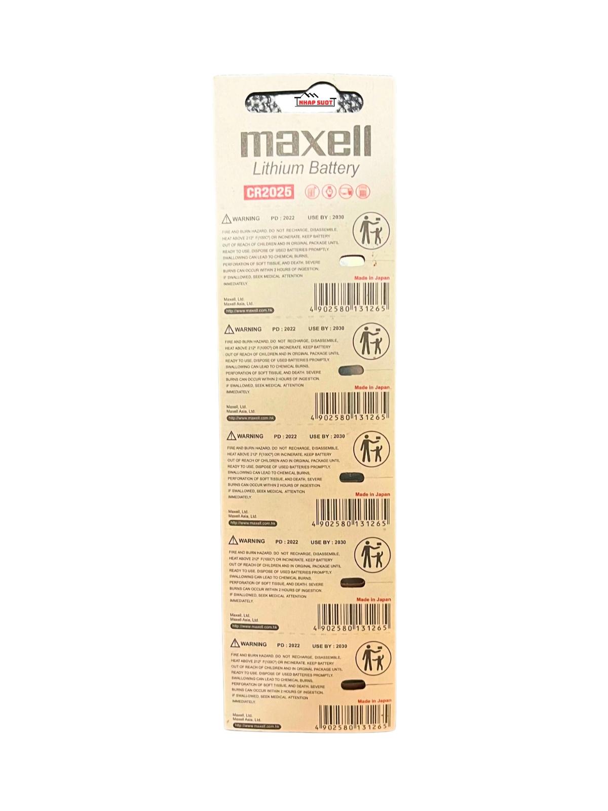 [1 viên] Pin khuy áo Maxell 3V Lithium CR 2025