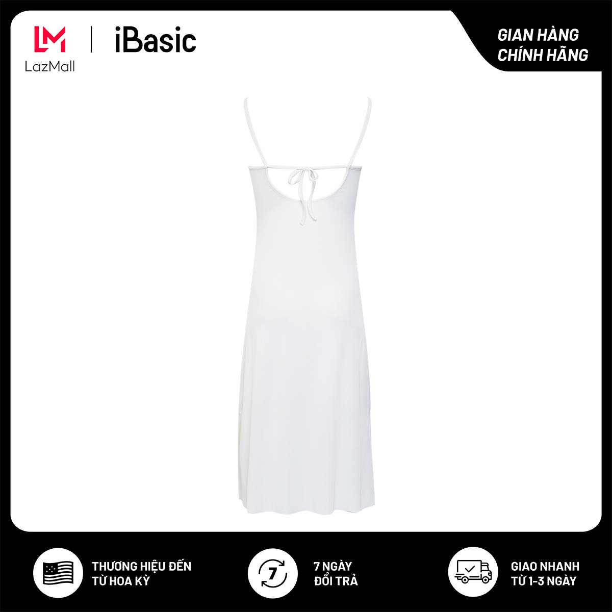 Đầm ngủ nữ hai dây lưng mở U iBasic SW061
