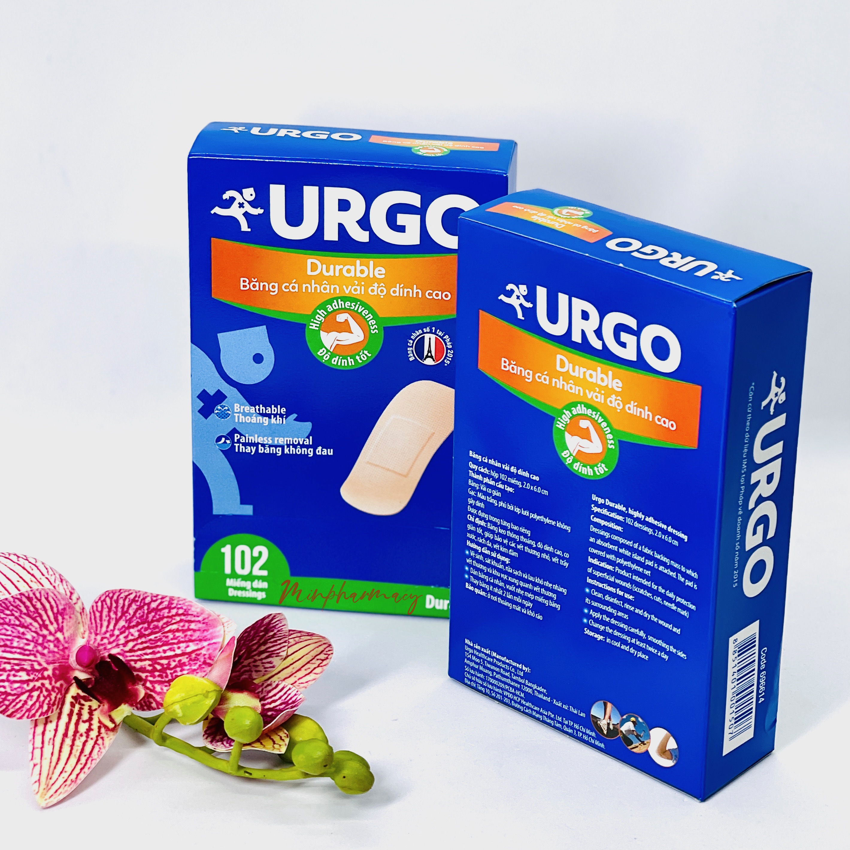 Băng cá nhân vải độ dính cao Urgo Durable (100 miếng/hộp) - Minpharmacy