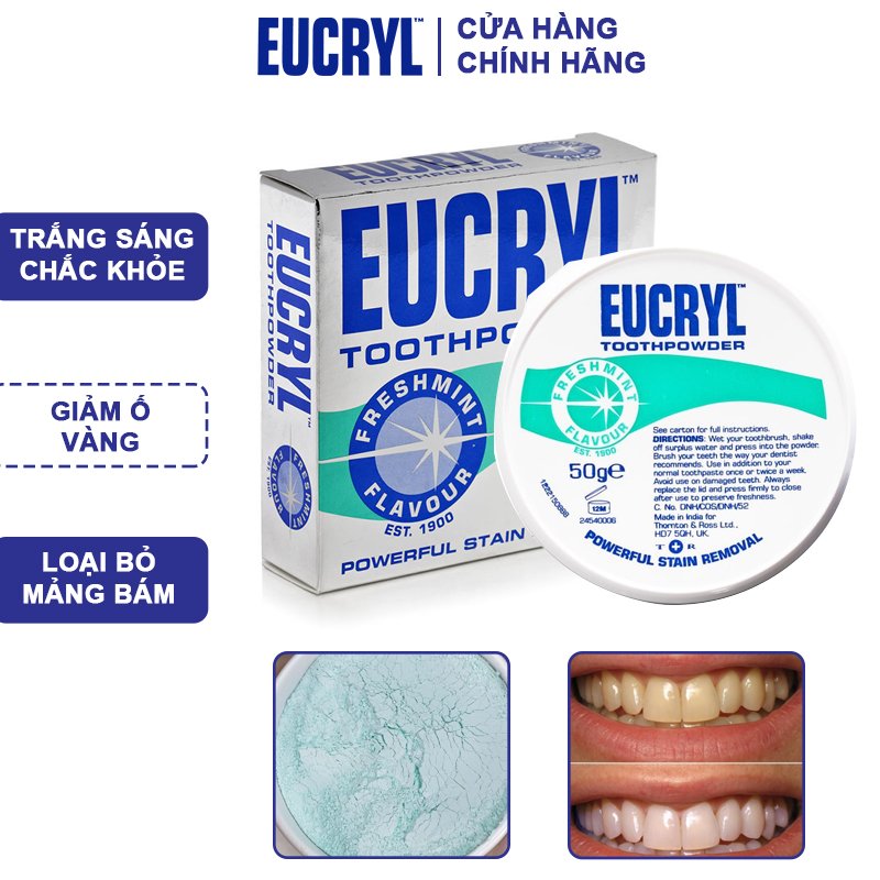 Kem Đánh trắng răng EUCRYL + Bột tẩy trắng răng EUCRYL (xanh)