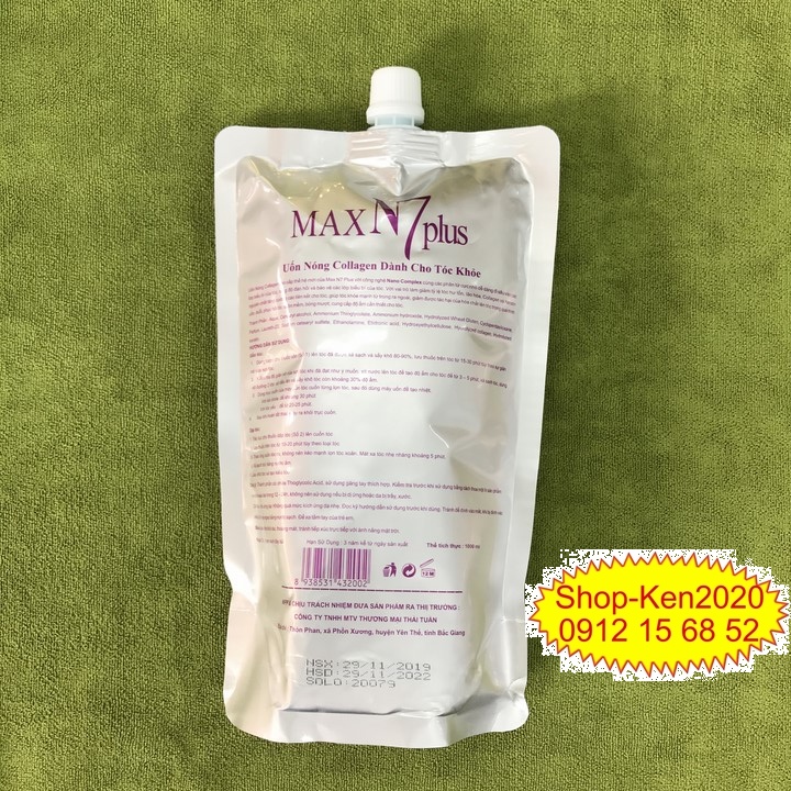 [Túi lẻ] Uốn duỗi ép dập tóc Max N7 Plus Collagen Keratin 1000ml (A-B-C)