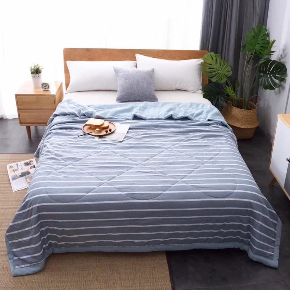 Chăn đũi muji kẻ sọc ngang mềm mịn