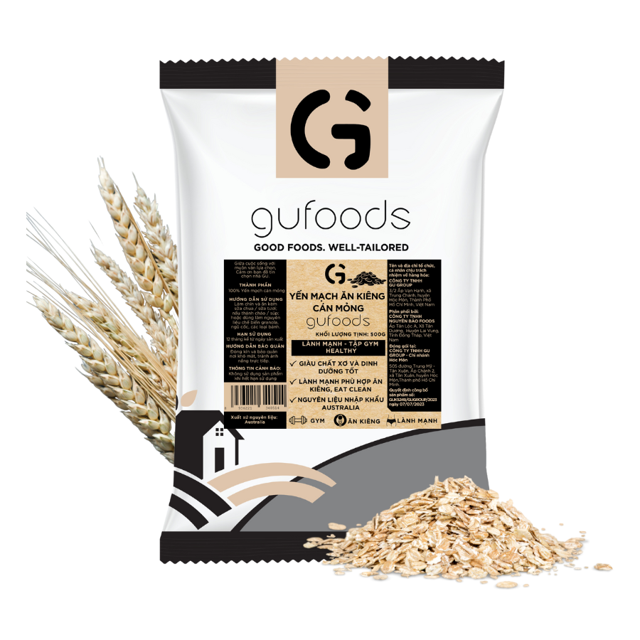 Yến Mạch Tươi Cán Mỏng (Cán Dẹt) Gufoods ( Gói 500G)