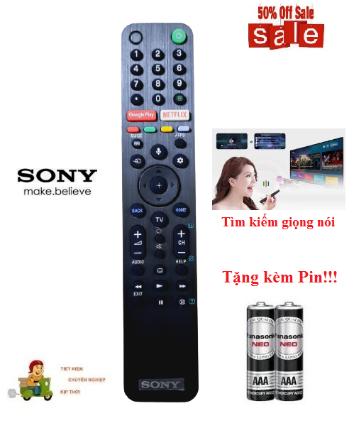 Remote Điều khiển tivi Sony giọng nói RM-TX500P- Hàng mới logo Sony mạ bạc BH 6 tháng Tặng kèm Pin!!!