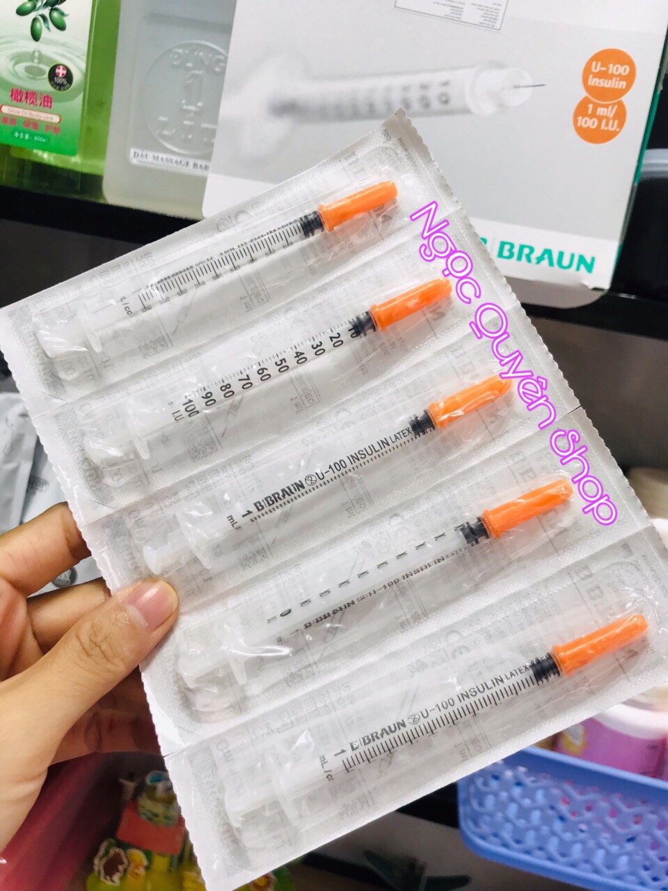 Bơm tiêm insulin 1 ml braun - kim chích tiểu đường 1ml - kim đầu cam