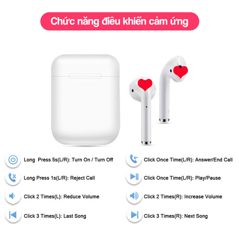 Tai Nghe Bluetooth i12s Đa Chức Năng Hỗ Trợ Cho Mọi Dòng Máy, Cửa Sổ Kết Nối - Tai Nghe Bluetooth Mini Không Dây, Tai nghe bluetooth