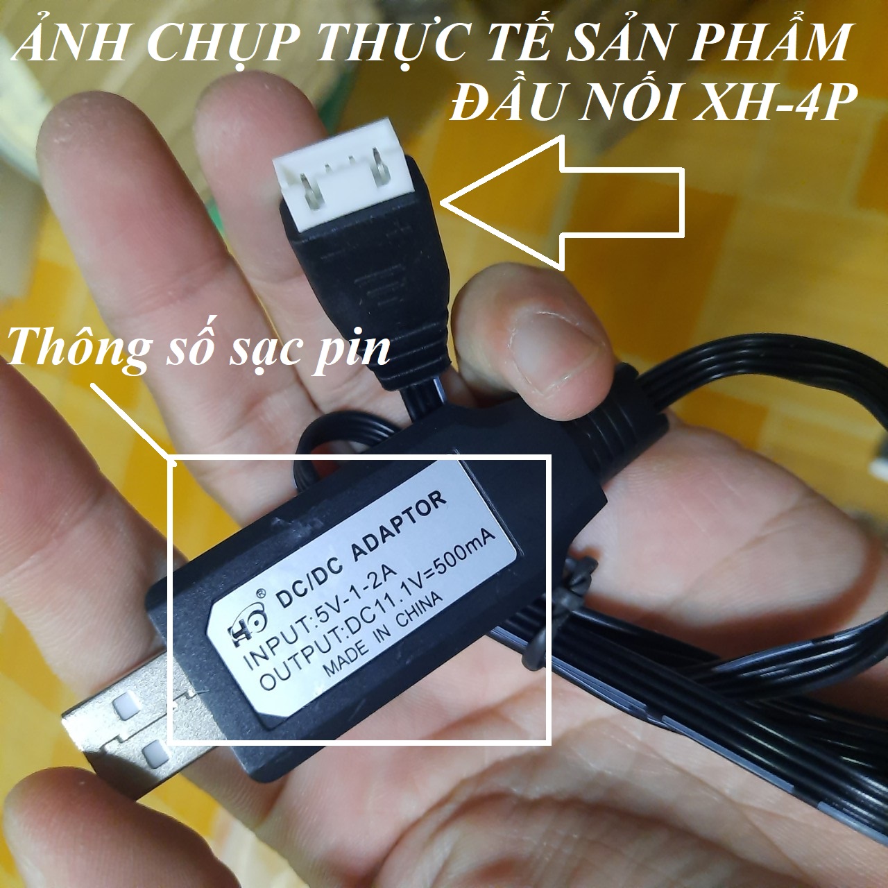 Dây cáp sạc pin 3s 11.1v 500ma đầu nôi xh-4p dùng sạc pin xe điều khiển từ xa