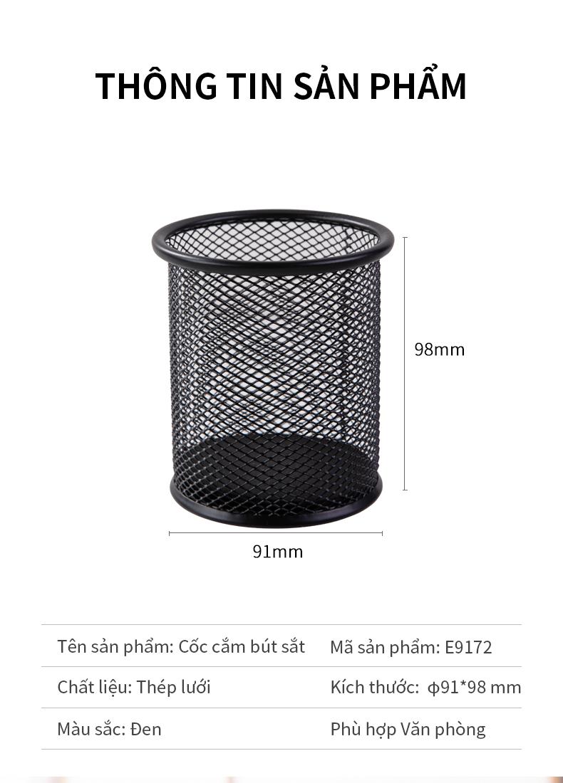 Cốc cắm bút Deli, Đen - 1 chiếc - E9172
