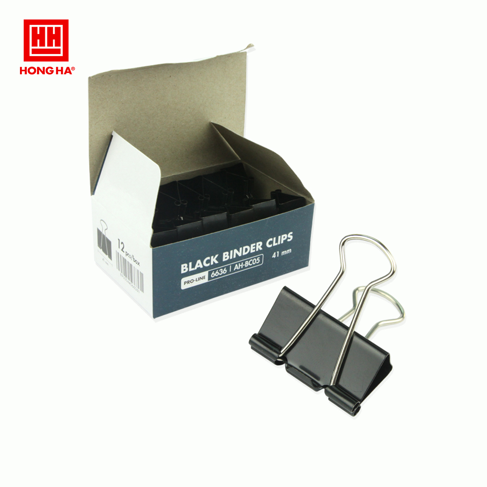 Kẹp bướm, kẹp giấy đen hồng hà 41mm - 6636