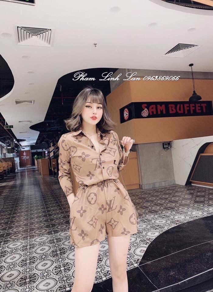 Sét bộ áo sơ mi in họa tiết