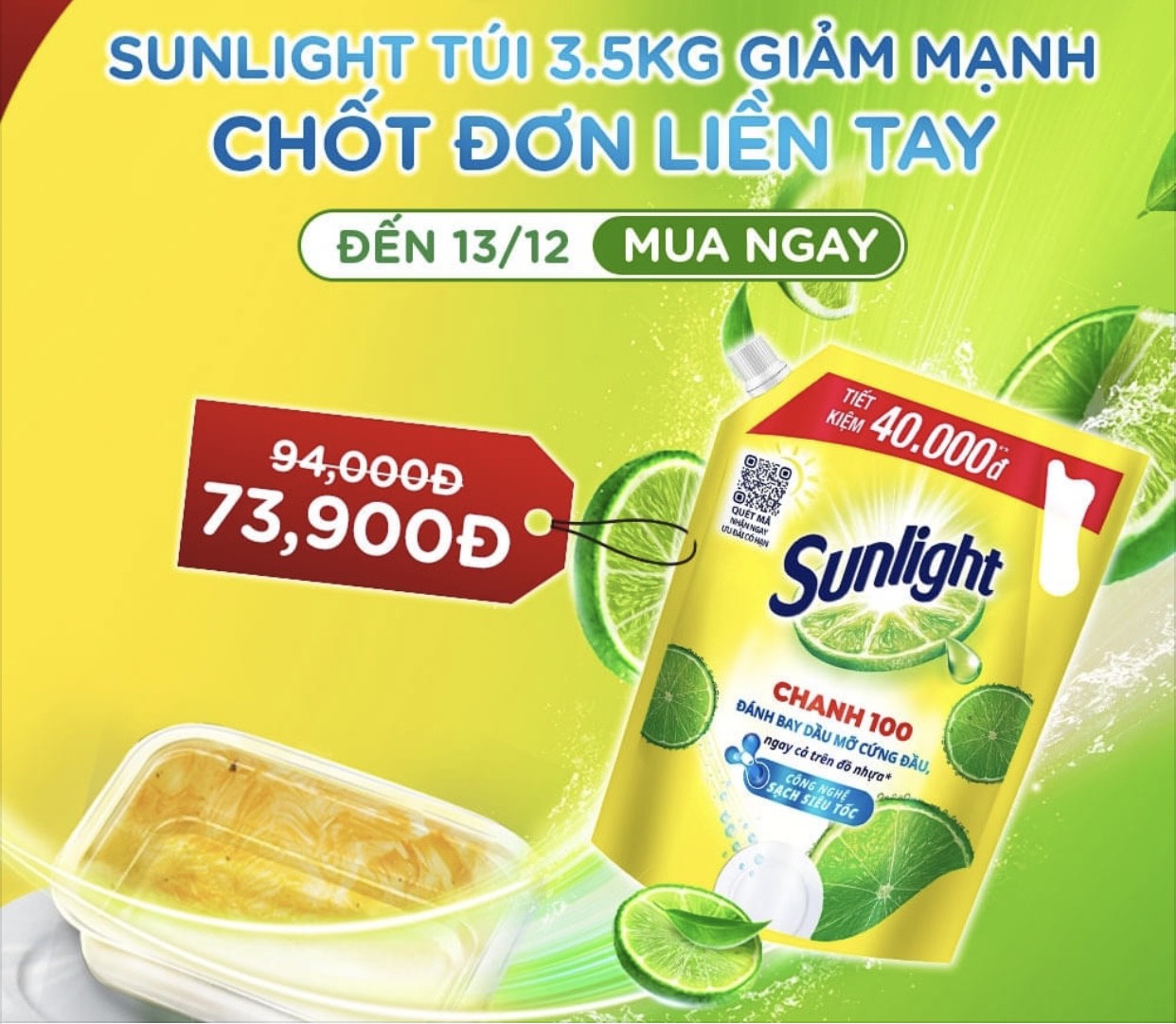 Nước rửa chén Sunlight can 3.5kg/ túi 3.4kg
