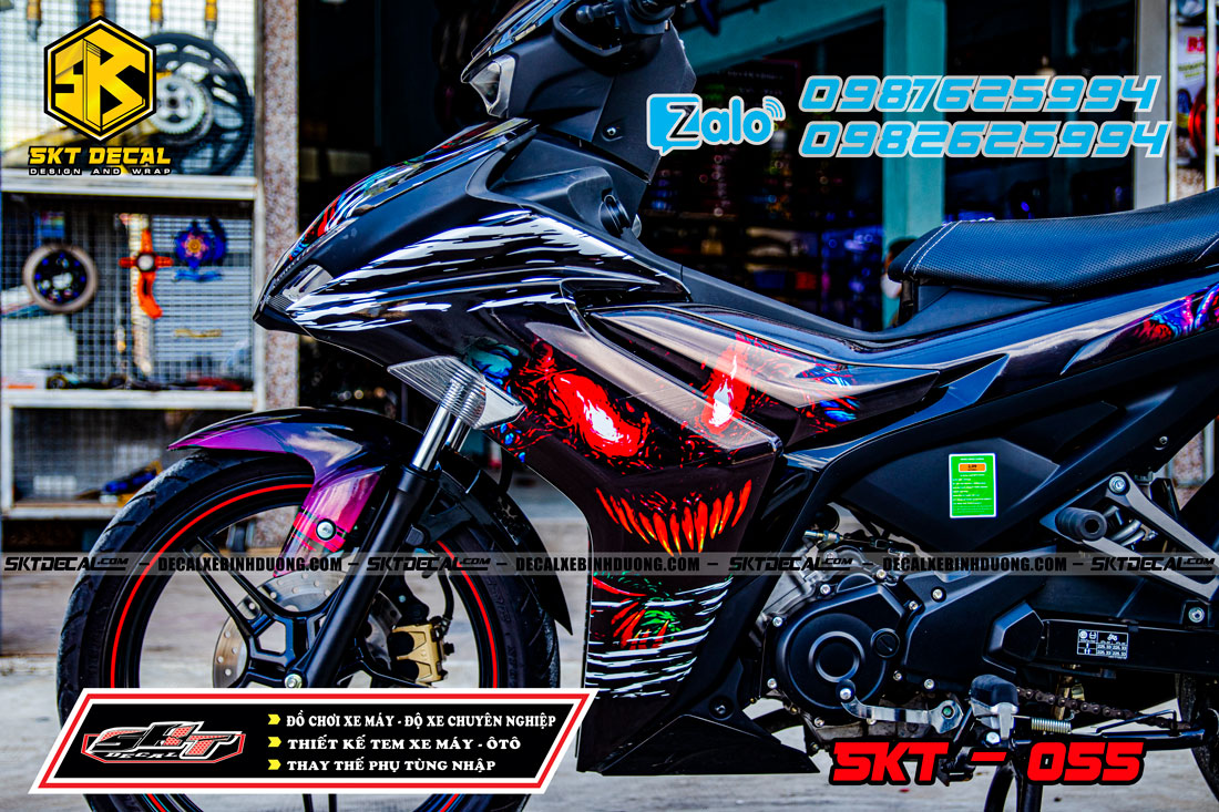 tem trùm exciter 155 đen bóng ác quỷ