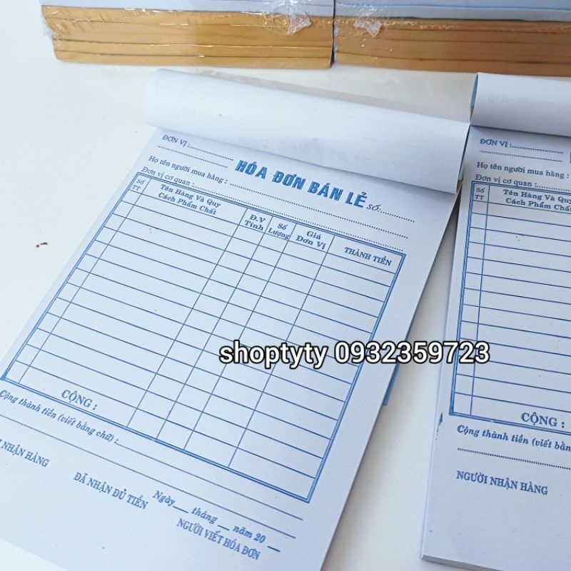 10 Cuốn Sổ Hóa Đơn 1 Liên ( 80 tờ )Ghi Giá