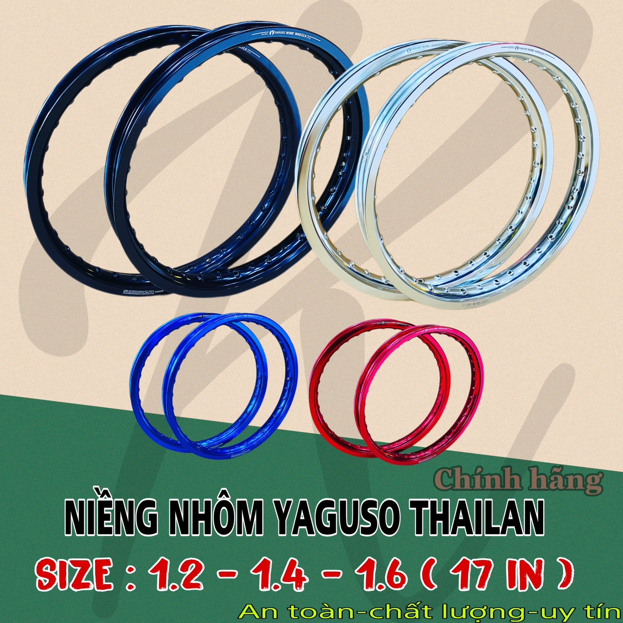 Niềng YAGUSO 1.2 - 1.4 - 1.6 chính hãng