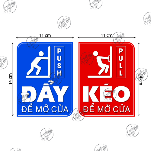Bộ 2 miếng dán cửa kính KÉO ĐẨY pull push dán cửa ra vào decal sticker
