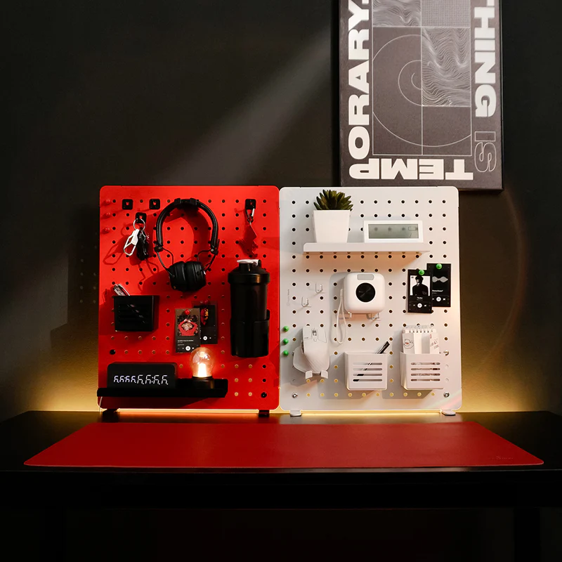 Bảng treo đồ Pegboard HyperWork PG-02 (Bảng kim loại, sơn tĩnh điện cao cấp, chân kẹp bàn, 14 phụ kiện đi kèm)