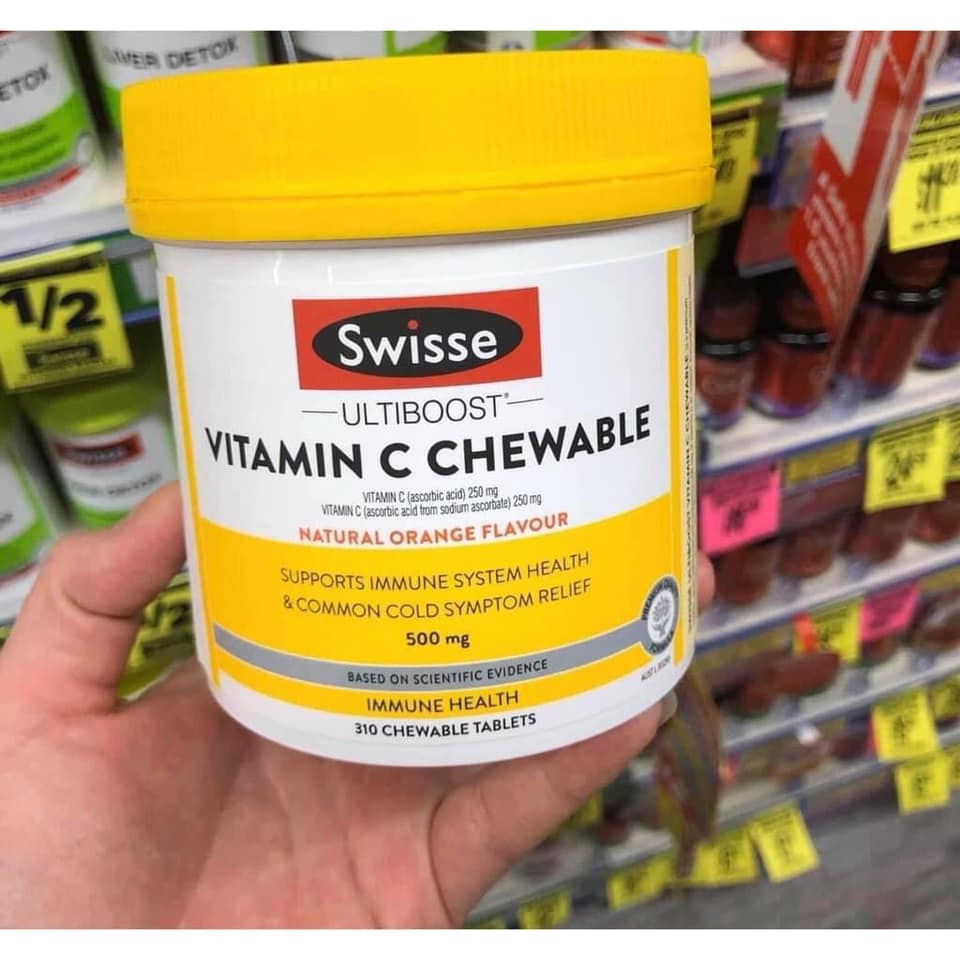 Swisse vitamin c chewable 500mg 310 viên của úc