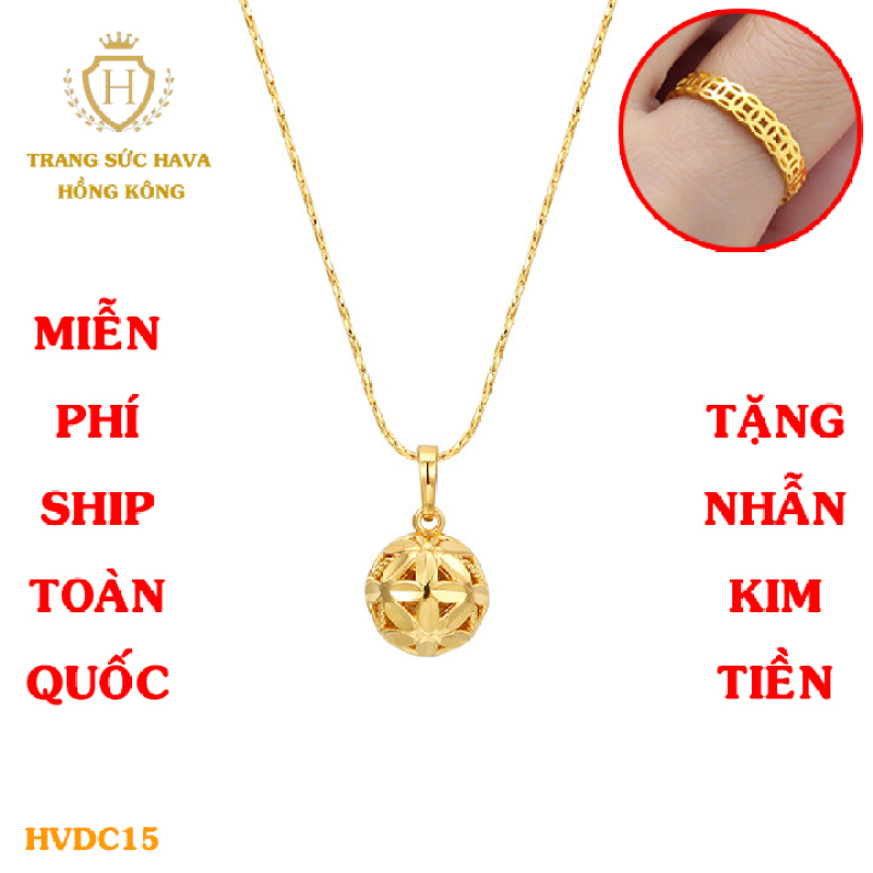 Dây Chuyền Nữ, Vòng Cổ Mặt Quả Cầu Cách Điệu, Titan Xi Mạ Vàng Non 24k Thật Cao Cấp (Không Bị Xỉn Đen) - Trang Sức Hava Hong Kong
