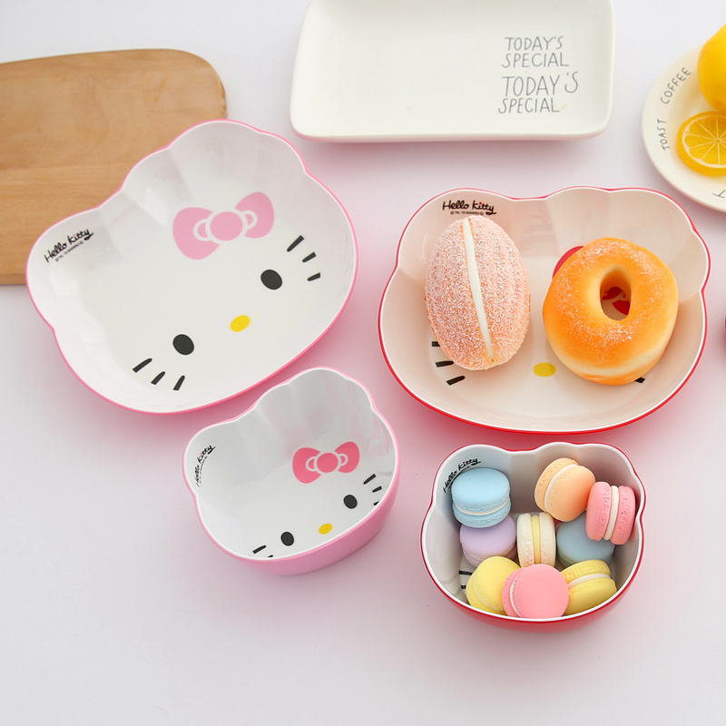 Bát đĩa nhựa hình Hello Kitty