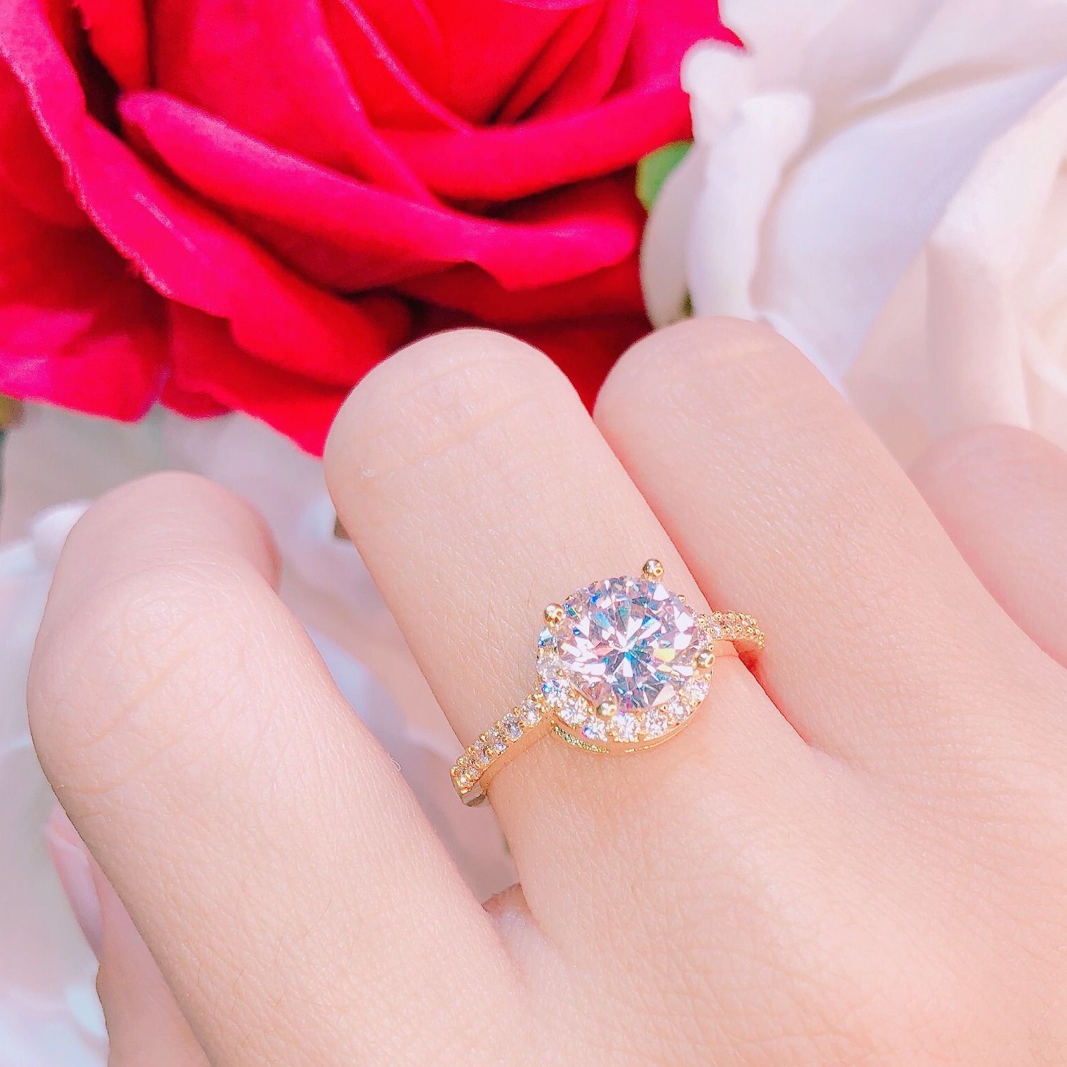 [HCM]Nhẫn vàng tây nữ nhẫn mạ vàng trắng đính đá pha lê gắn kết chìm kim cương nhân tạo cao cấp sang trọng quý phái nữ tính thời trang Trang Sức Gami N077 vàng - đeo đi tiệc đi chơi siêu quyến rũ xinh đẹp