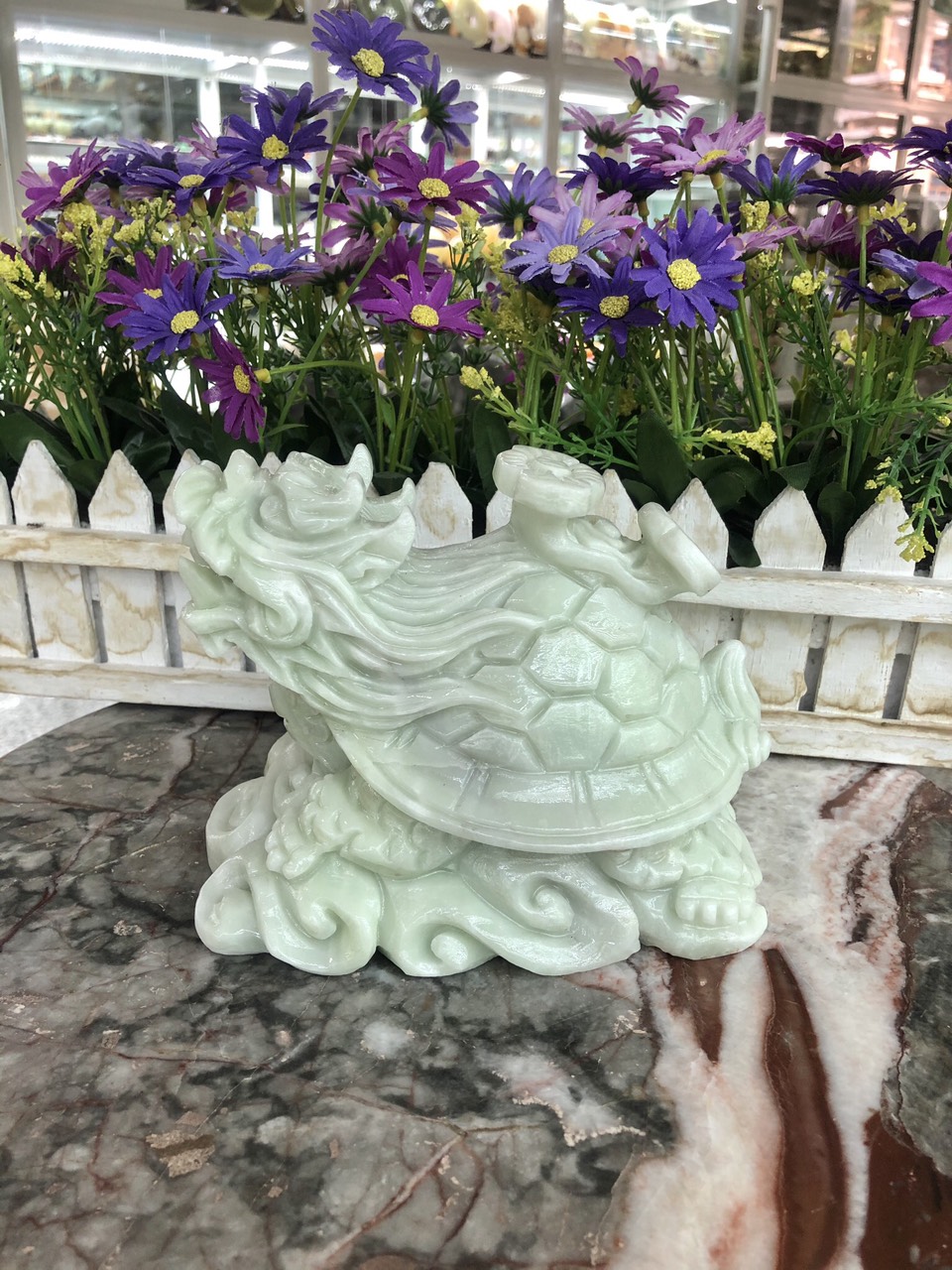 Tượng long quy đá ngọc ấn độ - dài 22 cm