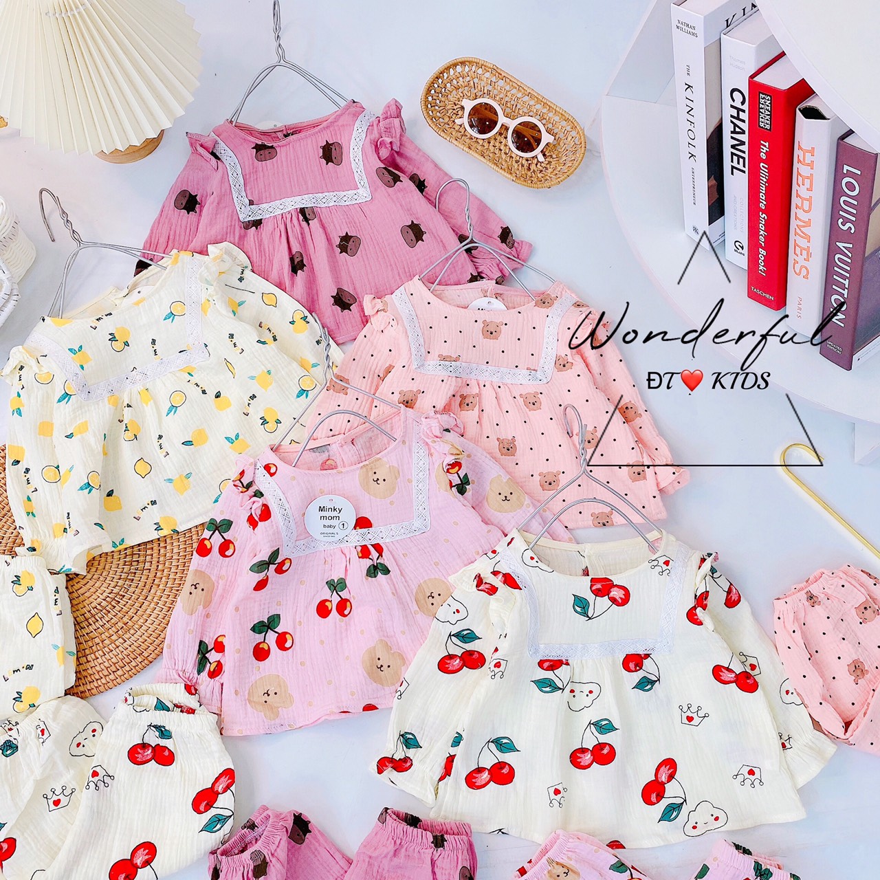 bộ xô muslin cao cấp bé gái
