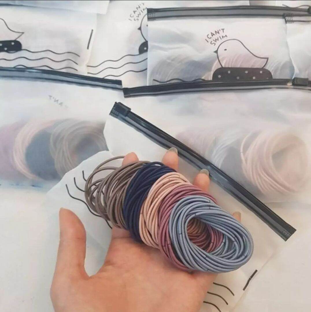 Set 100 Dây Cột Tóc Túi Zip.