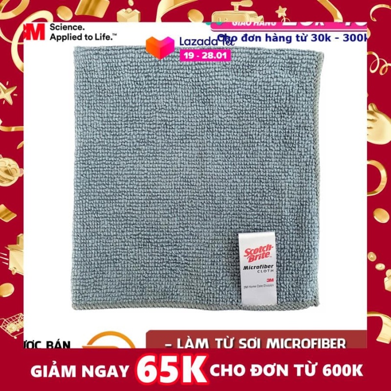 Khăn lau ô tô chuyên dụng chống trầy xước Microfiber 3M 30x30cm KL3030-MÀU NGẪU NHIÊN