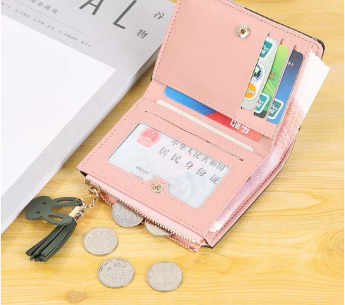 Ví bóp nữ cầm tay mini ngắn phối 3 màu