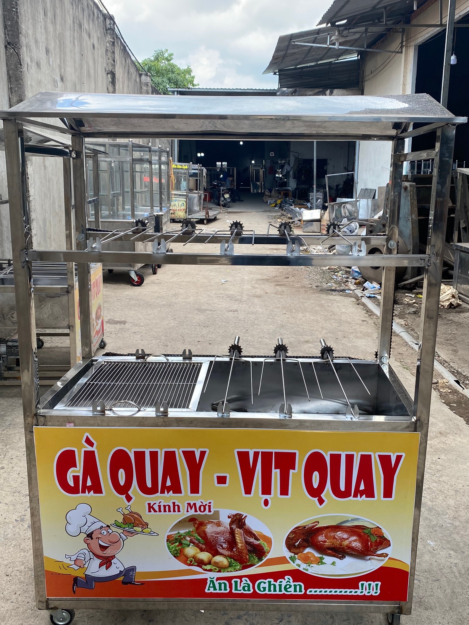 [HCM]Lò quay gà vịt 2 tầng 10 xiên tặng kèm vỉ nướng thịt cơ khí chế tạo bếp công nghiệp Tân Ngọc Châu 0937272899