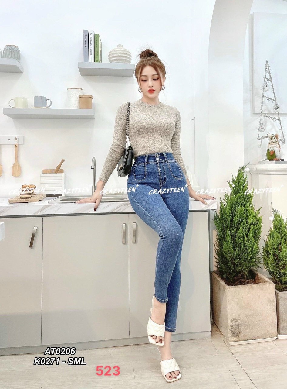 Quần jean nữ cao cấp, Quần jean thiết kế thời trang nữ hàng mới về HANA SHOP911