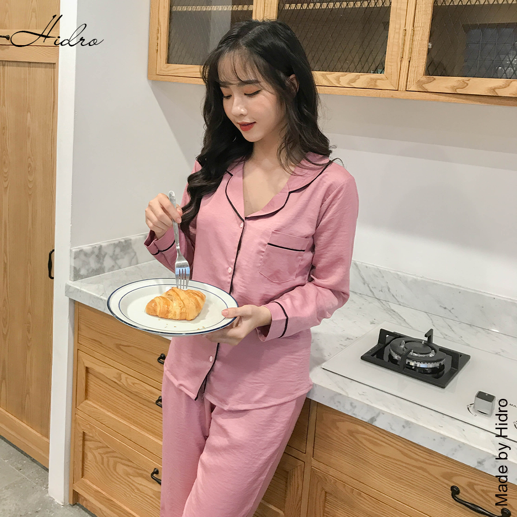 HIDRO Bộ pijama tằm trơn