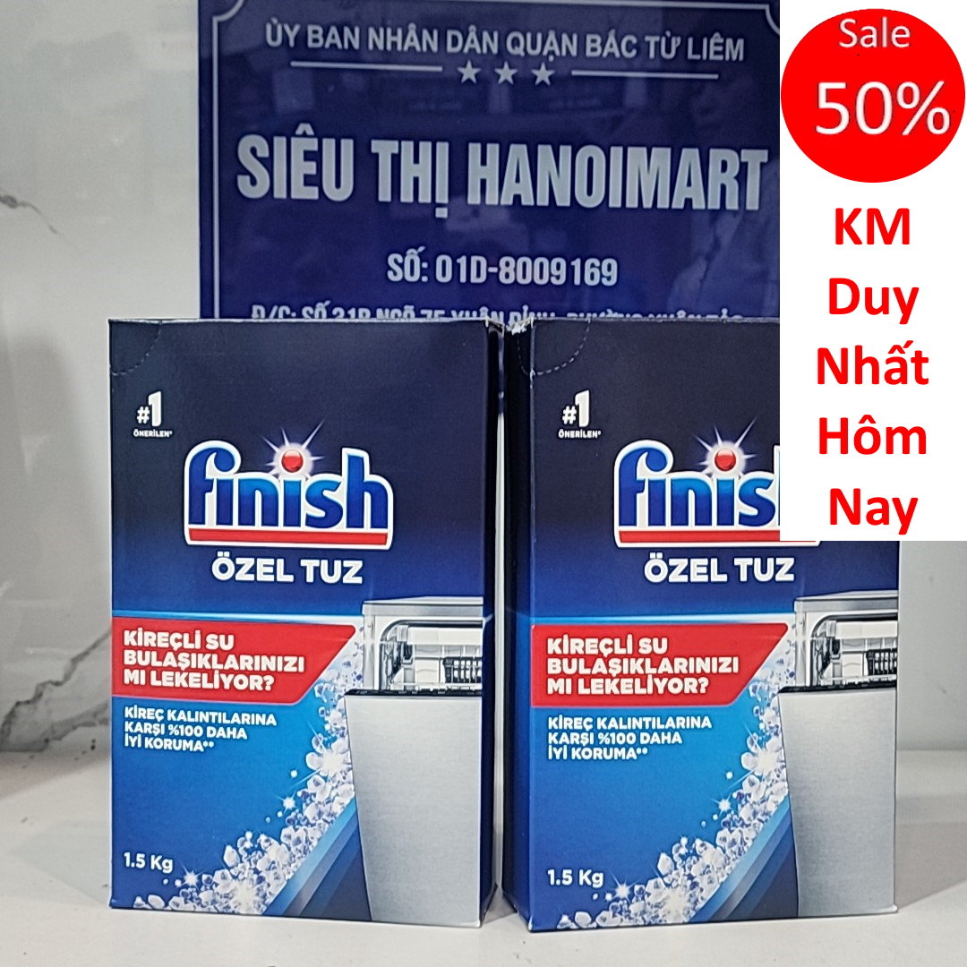 Muối rửa chén Finish 1.5kg Dishwasher Salt dùng cho Máy rửa chén, 1.5kg muối finish nhập khẩu từ đức