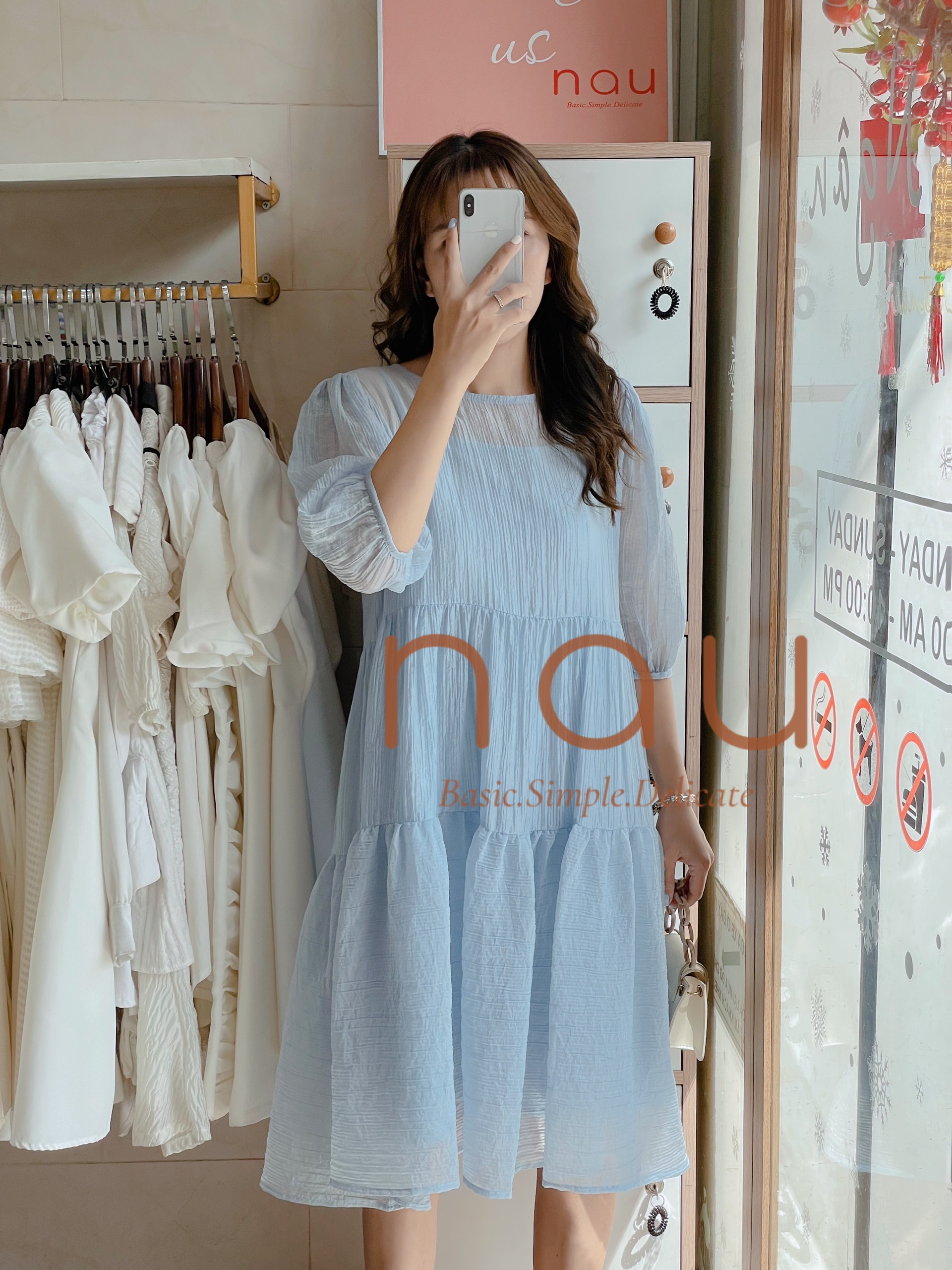 Đầm babydoll trơn kèm đầm 2 dây trong