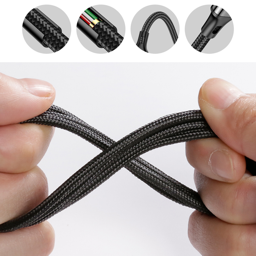 Cáp sạc 3 đầu dây dù Lightning Type C Micro Usb Iphone - Cáp sạc iphone bọc dù