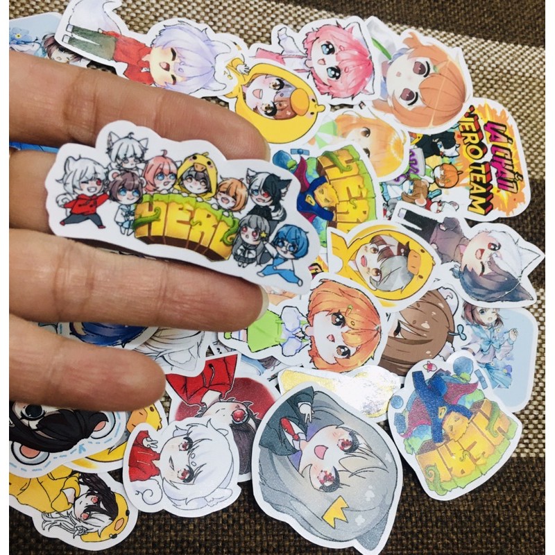 Set 30-50 sticker hero team ép lụa cắt laze có đề can bóc dán