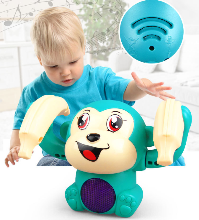 đồ chơi khỉ nhảy múa nhạc vui nhộn cảm ứng bằng âm thanh kích thích bé 3
